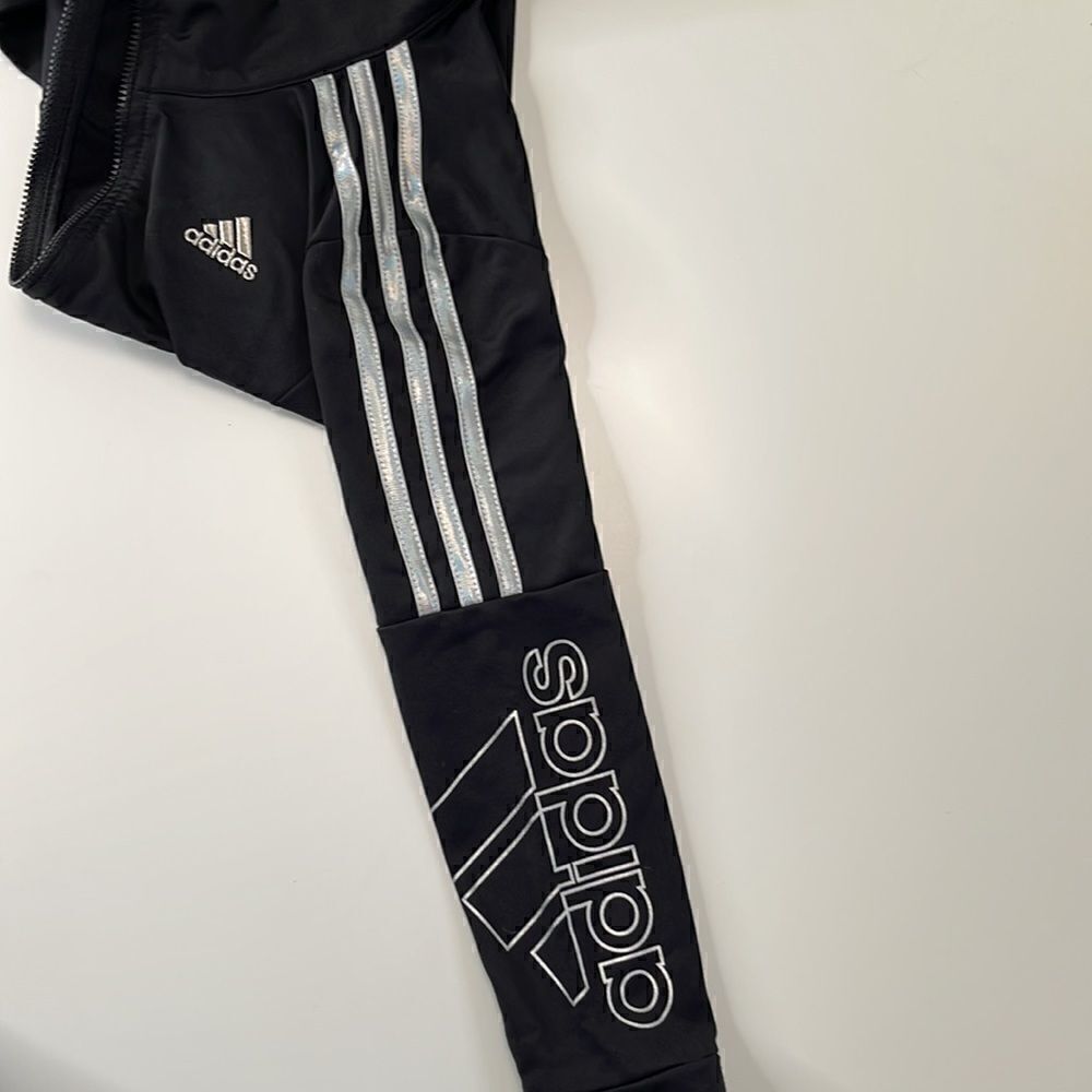 Adidas zip up jacket. Size 6X. Holographic stripes. - Picture 6 of 6